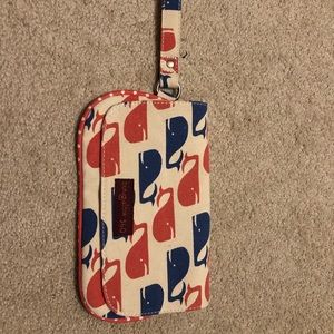 Bungalow 360 Womens Wristlet Wallet Multicolor Ivory Whale Pocket Zipper Snap